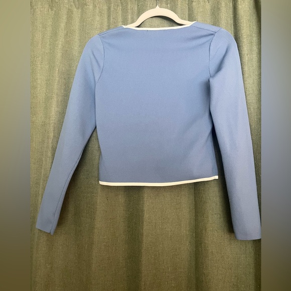 Sincerely Jules Blue Long Sleeve Top with White Trim - Picture 2 of 3